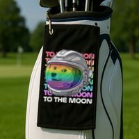 To The Moon Colorful Astronaut DOGE Cryptocurrency Golf Towel