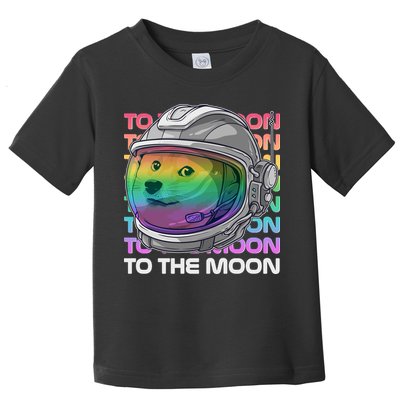 To The Moon Colorful Astronaut DOGE Cryptocurrency Toddler T-Shirt