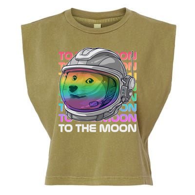 To The Moon Colorful Astronaut DOGE Cryptocurrency Garment-Dyed Women's Muscle Tee