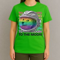 To The Moon Colorful Astronaut DOGE Cryptocurrency T-Shirt
