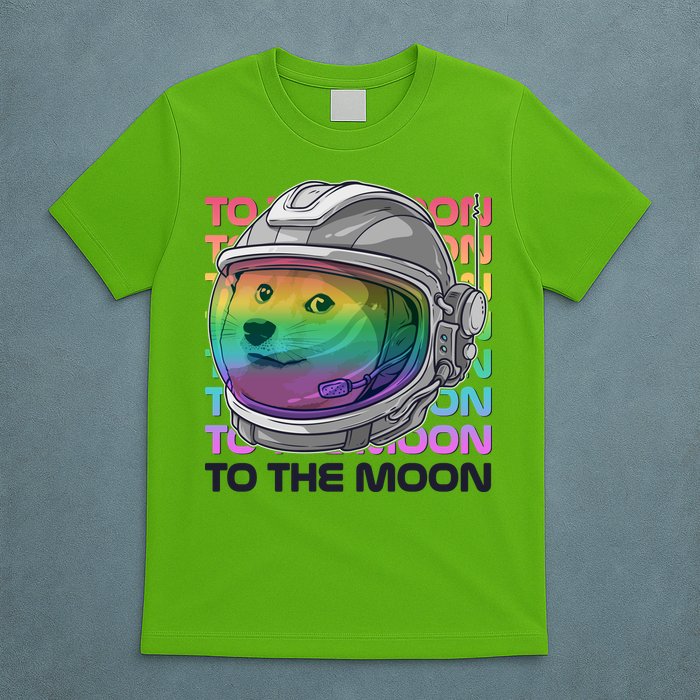 To The Moon Colorful Astronaut DOGE Cryptocurrency T-Shirt