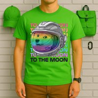 To The Moon Colorful Astronaut DOGE Cryptocurrency T-Shirt