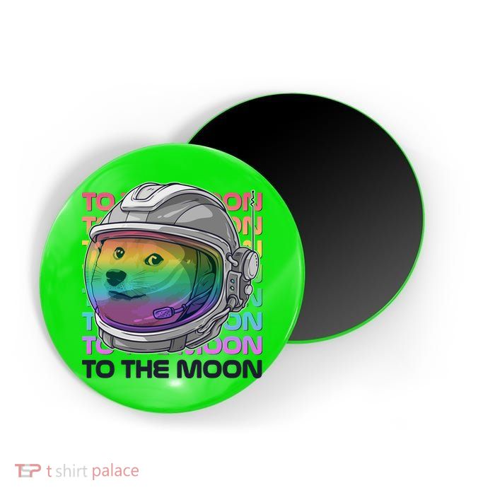 To The Moon Colorful Astronaut DOGE Cryptocurrency Magnet