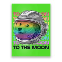 To The Moon Colorful Astronaut DOGE Cryptocurrency Poster