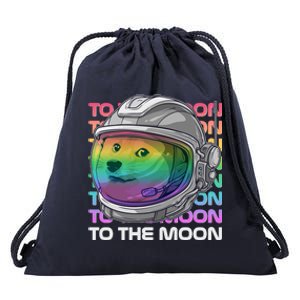 To The Moon Colorful Astronaut DOGE Cryptocurrency Drawstring Bag