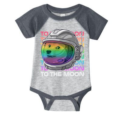 To The Moon Colorful Astronaut DOGE Cryptocurrency Infant Baby Jersey Bodysuit