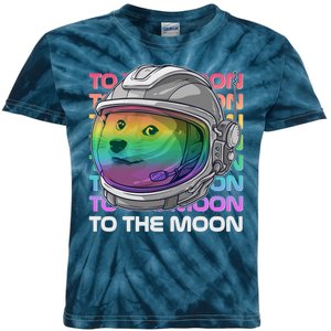 To The Moon Colorful Astronaut DOGE Cryptocurrency Kids Tie-Dye T-Shirt