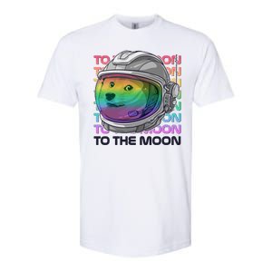 To The Moon Colorful Astronaut DOGE Cryptocurrency Softstyle CVC T-Shirt