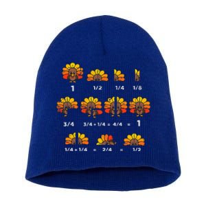 Thanksgiving Turkey Math Fraction Funny Teacher Short Acrylic Beanie