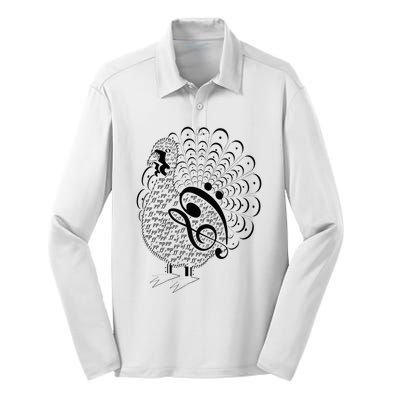 Thanksgiving Turkey Music notes Music Teacher turkey  Silk Touch Performance Long Sleeve Polo