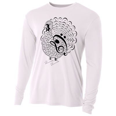 Thanksgiving Turkey Music notes Music Teacher turkey  Cooling Performance Long Sleeve Crew