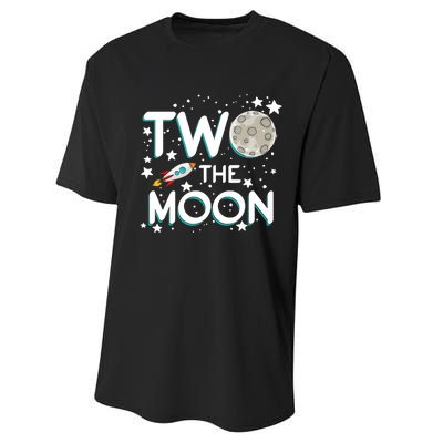 Two The Moon 2nd Birthday For 2 Year Old Performance Sprint T-Shirt