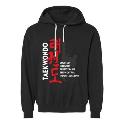 Taekwondo Tenets Martial Arts Graphic Tee Garment-Dyed Fleece Hoodie