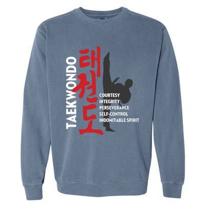 Taekwondo Tenets Martial Arts Graphic Tee Garment-Dyed Sweatshirt