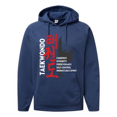 Taekwondo Tenets Martial Arts Graphic Tee Performance Fleece Hoodie