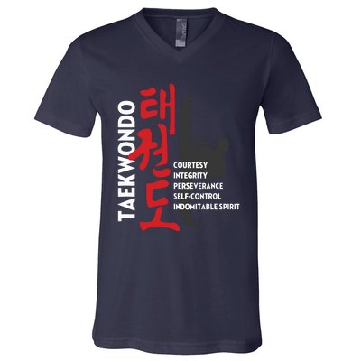 Taekwondo Tenets Martial Arts Graphic Tee V-Neck T-Shirt