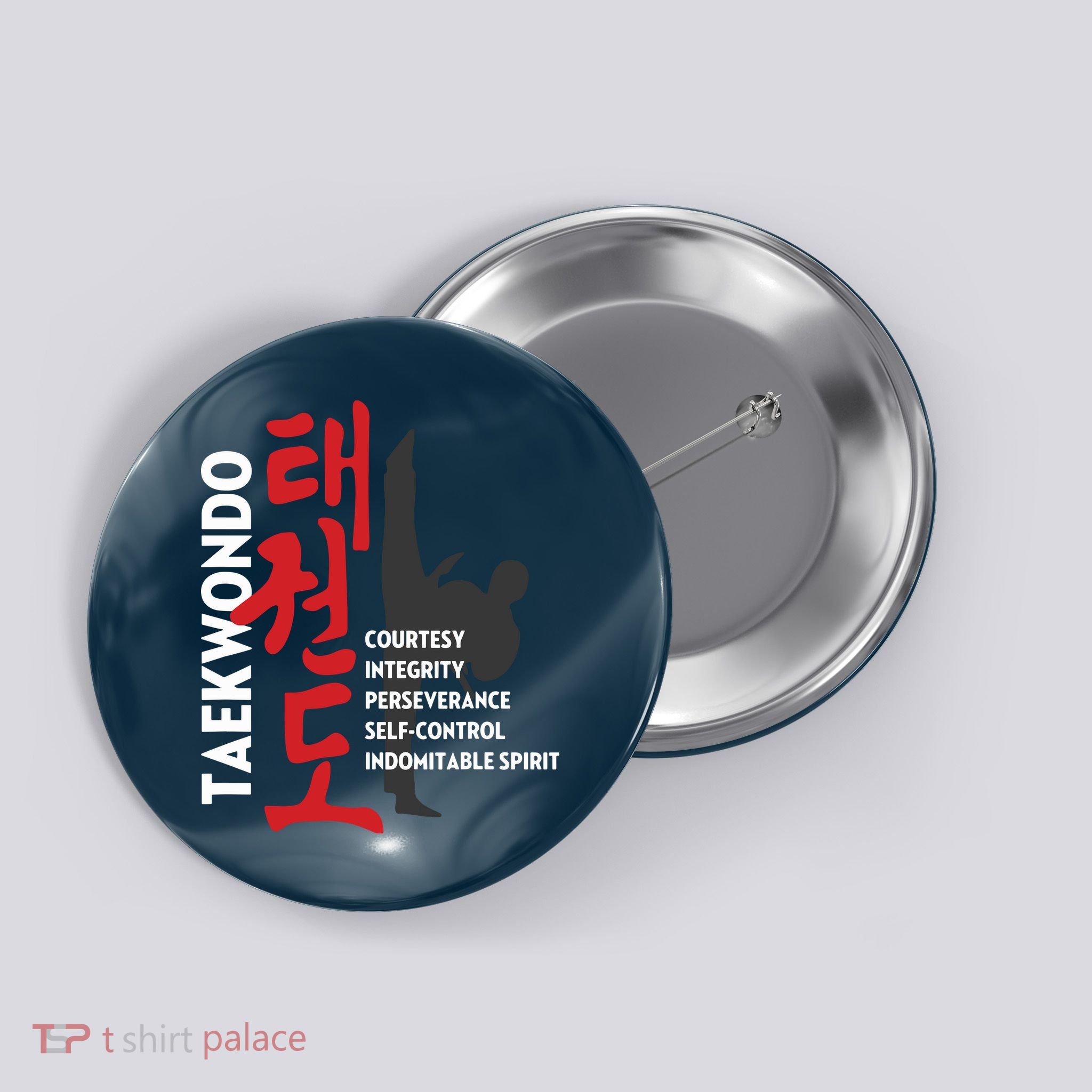 Taekwondo Tenets Martial Arts Graphic Tee Button