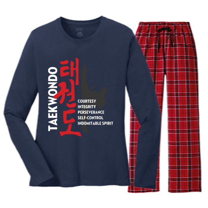 Taekwondo Tenets Martial Arts Graphic Tee Women's Long Sleeve Flannel Pajama Set 