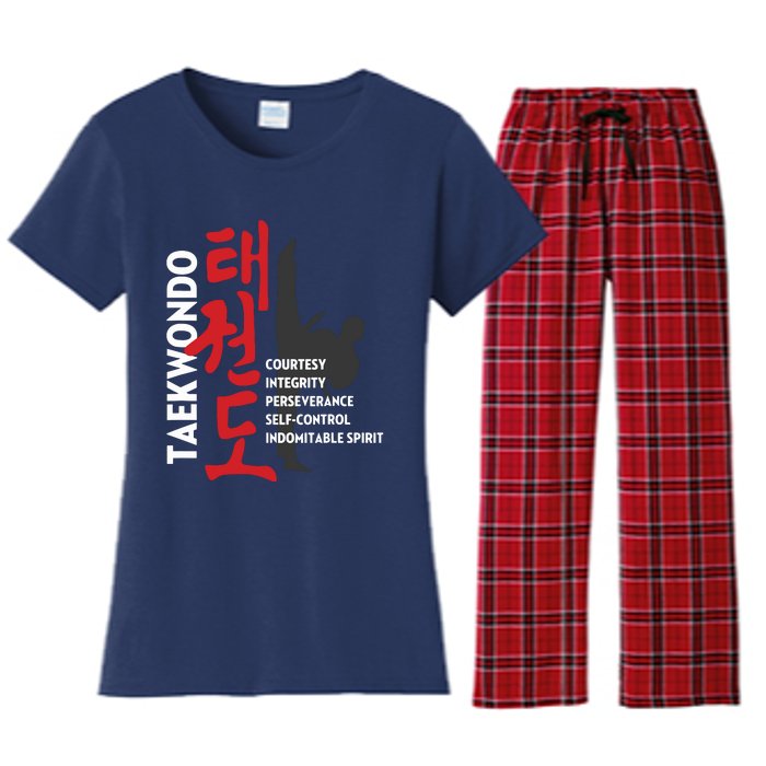 Taekwondo Tenets Martial Arts Graphic Tee Women's Flannel Pajama Set