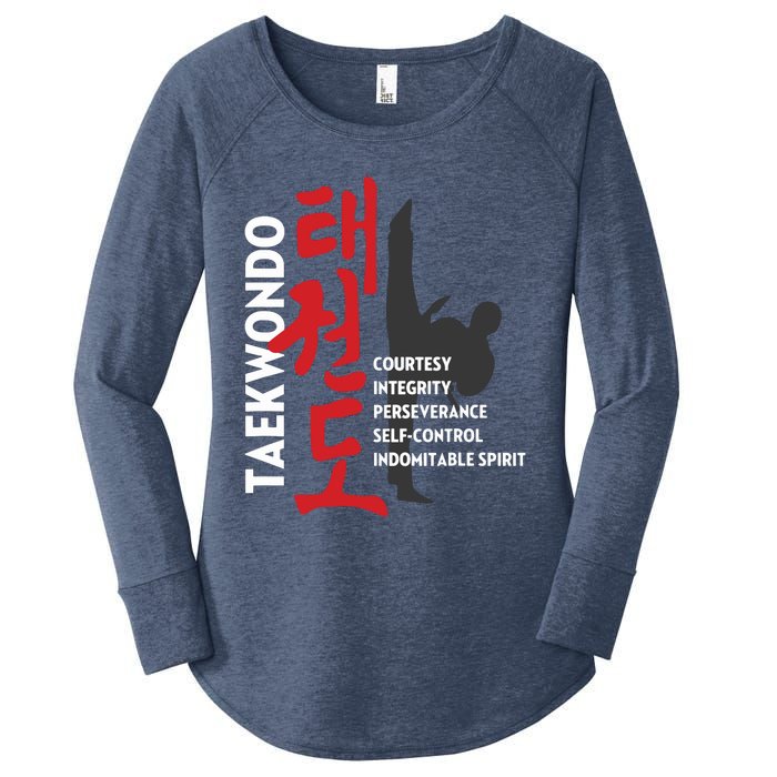 Taekwondo Tenets Martial Arts Graphic Tee Women's Perfect Tri Tunic Long Sleeve Shirt