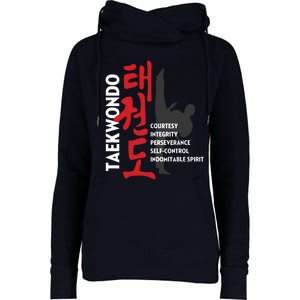 Taekwondo Tenets Martial Arts Graphic Tee Womens Funnel Neck Pullover Hood