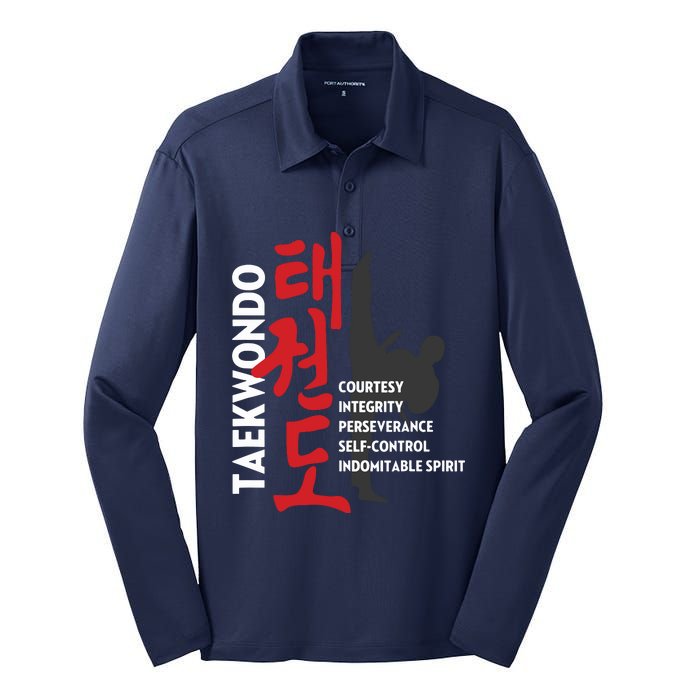 Taekwondo Tenets Martial Arts Graphic Tee Silk Touch Performance Long Sleeve Polo