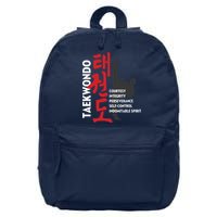 Taekwondo Tenets Martial Arts Graphic Tee 16 in Basic Backpack