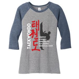 Taekwondo Tenets Martial Arts Graphic Tee Women's Tri-Blend 3/4-Sleeve Raglan Shirt