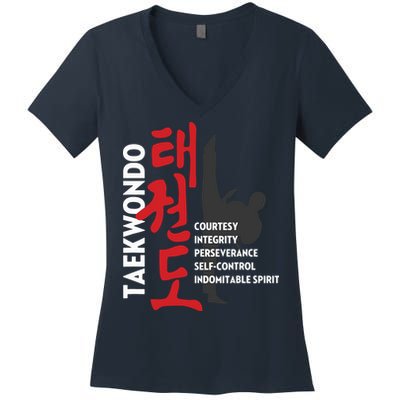 Taekwondo Tenets Martial Arts Graphic Tee Women's V-Neck T-Shirt