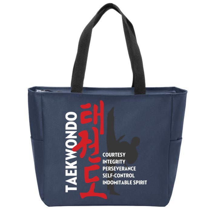 Taekwondo Tenets Martial Arts Graphic Tee Zip Tote Bag