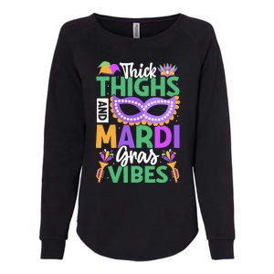 Thick Thighs Mardi Gras Vibes New Orleans Party Graphic Womens California Wash Sweatshirt