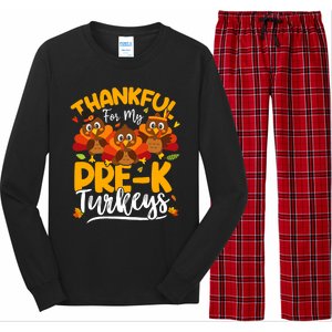 Thanksgiving Thankful My Pre K Turkeys Pre K Teacher Student Long Sleeve Pajama Set