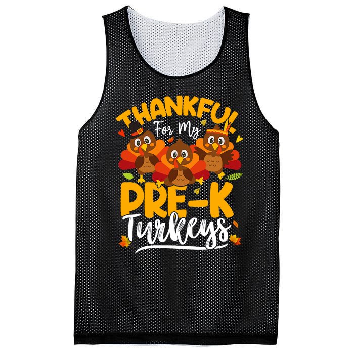 Thanksgiving Thankful My Pre K Turkeys Pre K Teacher Student Mesh Reversible Basketball Jersey Tank