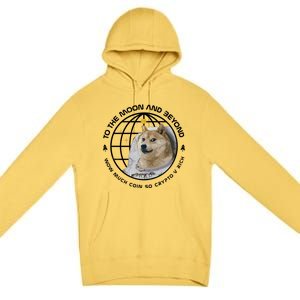 To The Moon And Beyond Doge Coin Crypto Premium Pullover Hoodie