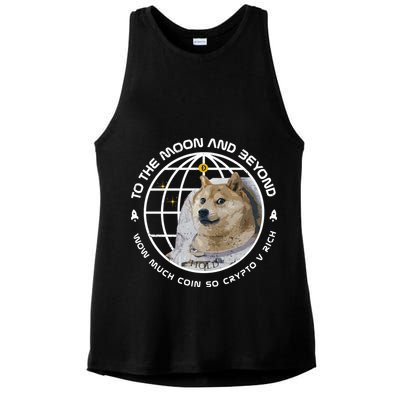 To The Moon And Beyond Doge Coin Crypto Ladies PosiCharge Tri-Blend Wicking Tank