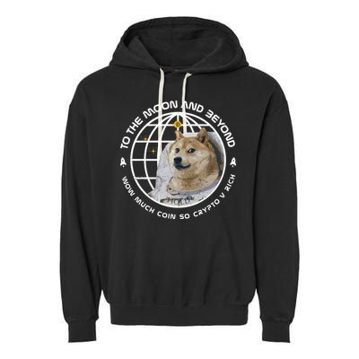 To The Moon And Beyond Doge Coin Crypto Garment-Dyed Fleece Hoodie