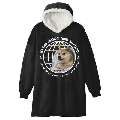 To The Moon And Beyond Doge Coin Crypto Hooded Wearable Blanket