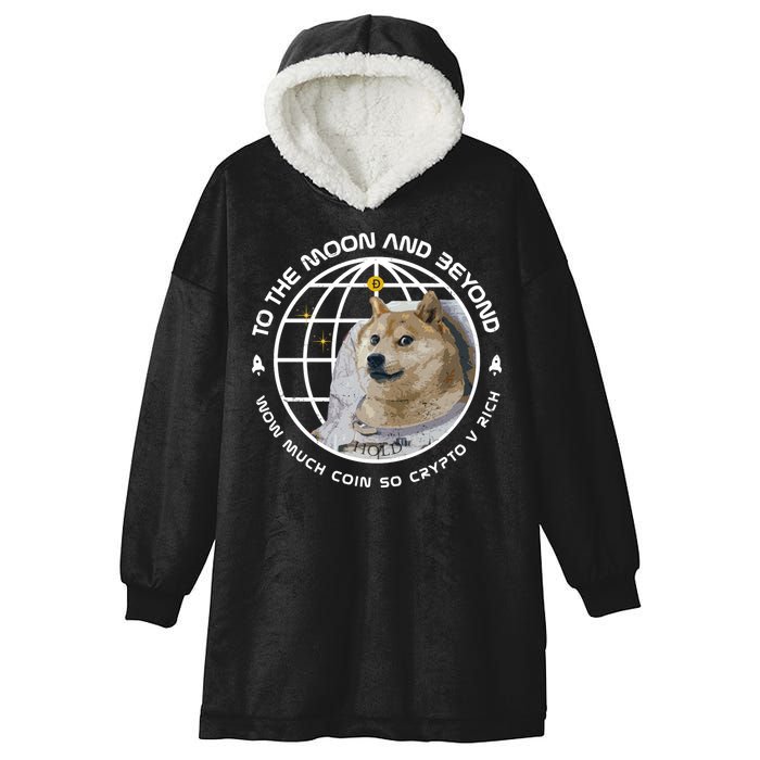 To The Moon And Beyond Doge Coin Crypto Hooded Wearable Blanket