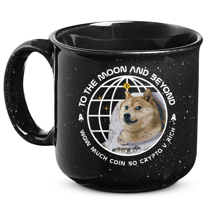 To The Moon And Beyond Doge Coin Crypto 15oz Campfire Ceramic Mug
