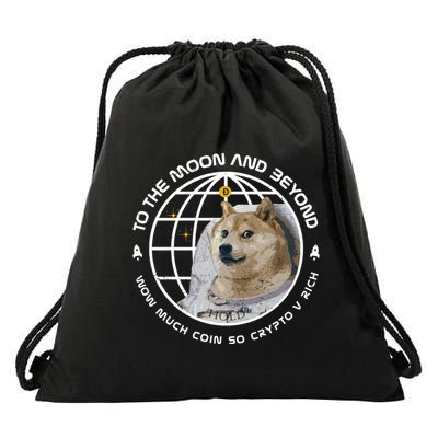 To The Moon And Beyond Doge Coin Crypto Drawstring Bag