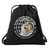To The Moon And Beyond Doge Coin Crypto Drawstring Bag