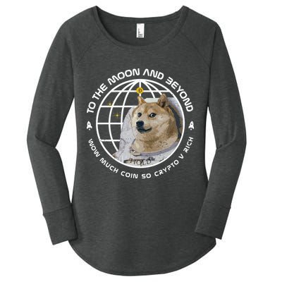 To The Moon And Beyond Doge Coin Crypto Women's Perfect Tri Tunic Long Sleeve Shirt