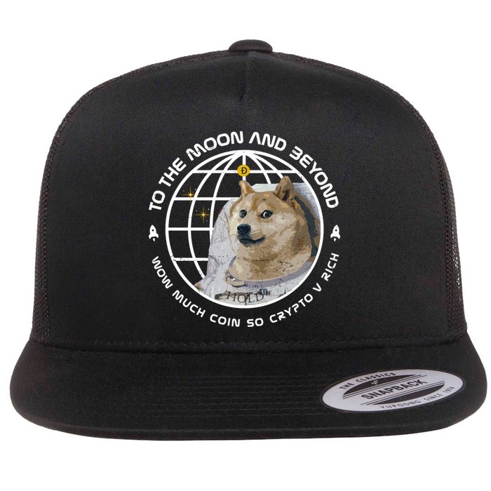 To The Moon And Beyond Doge Coin Crypto Flat Bill Trucker Hat
