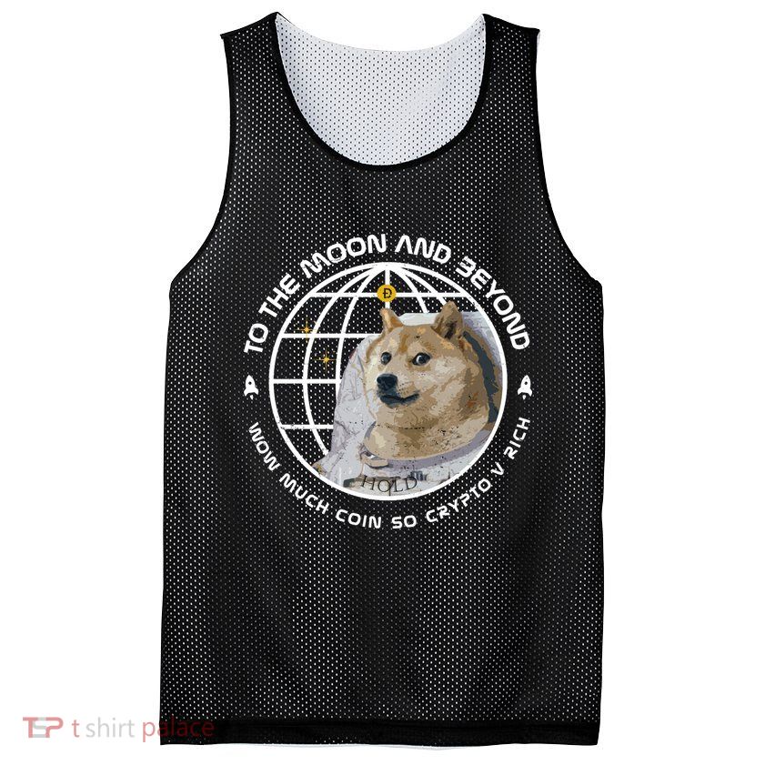 To The Moon And Beyond Doge Coin Crypto Mesh Reversible Basketball Jersey Tank