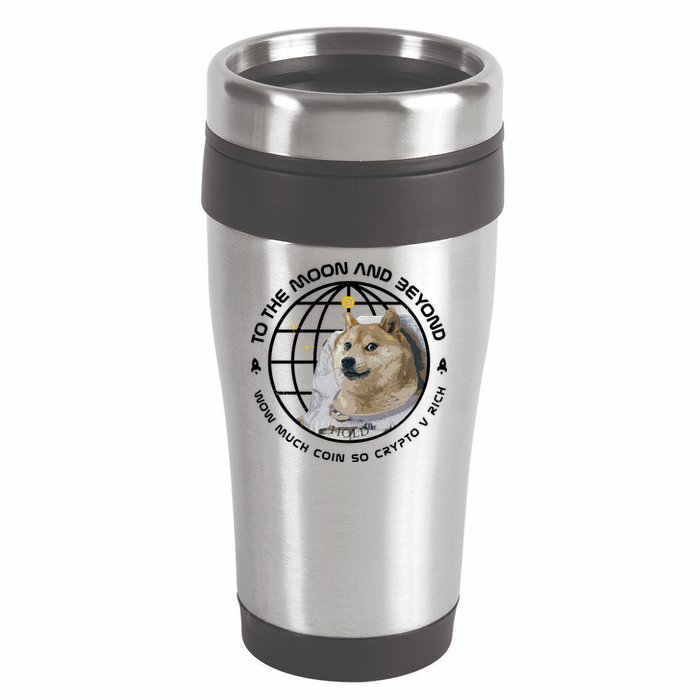 To The Moon And Beyond Doge Coin Crypto 16oz Travel Tumbler