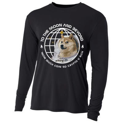 To The Moon And Beyond Doge Coin Crypto Cooling Performance Long Sleeve Crew