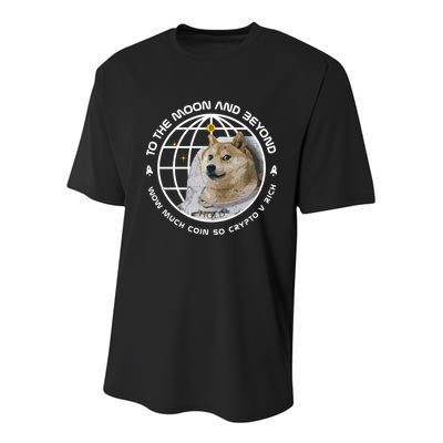 To The Moon And Beyond Doge Coin Crypto Youth Performance Sprint T-Shirt