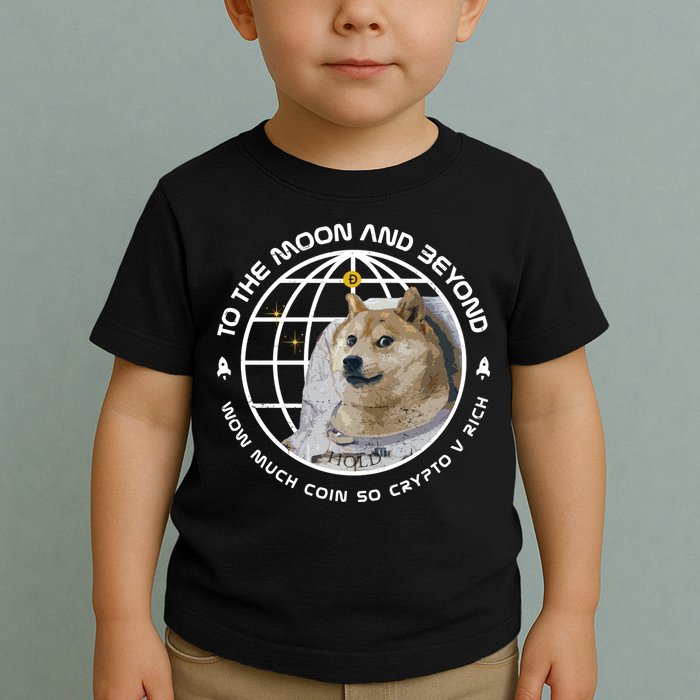 To The Moon And Beyond Doge Coin Crypto Toddler T-Shirt