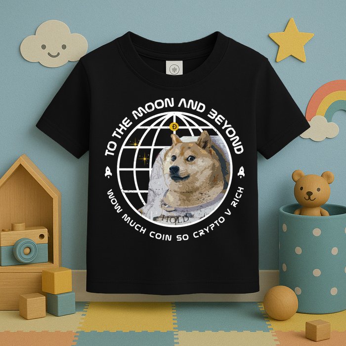 To The Moon And Beyond Doge Coin Crypto Toddler T-Shirt