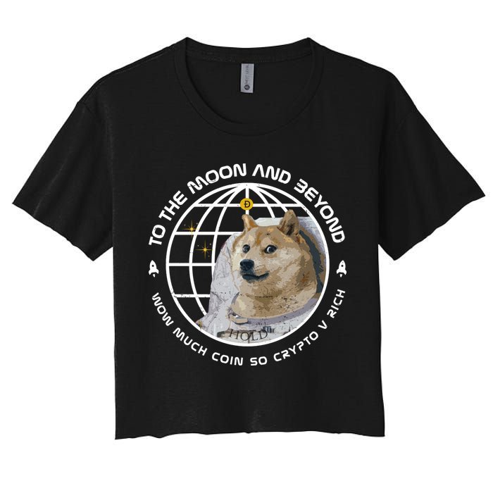 To The Moon And Beyond Doge Coin Crypto Crop Top